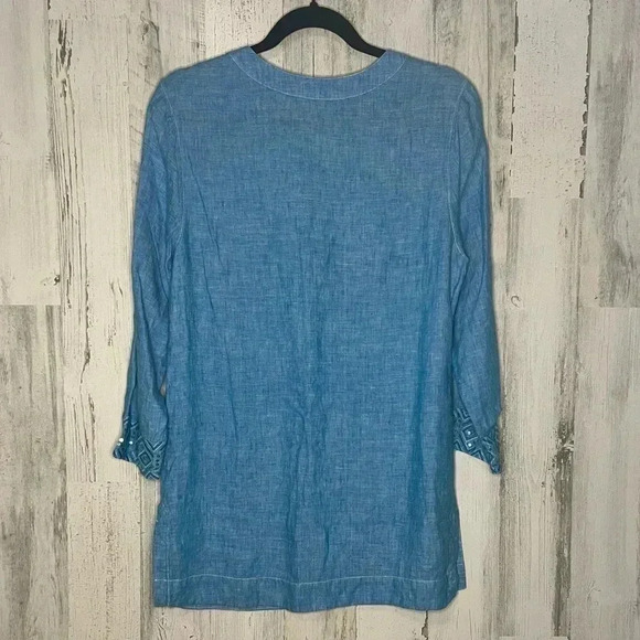 TOMMY‎ BAHAMA Women's Sunset Chambray Embell Tunic Size Small - Picture 7 of 8